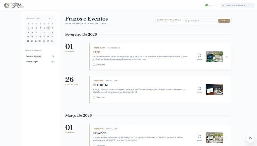 Calendário Mineral, screenshot 1